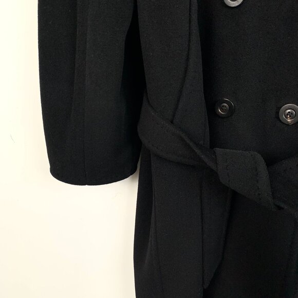 MaxMara Double-Breasted Belted Wool & Cashmere Coat Black XS Made In Italy - Picture 5 of 7